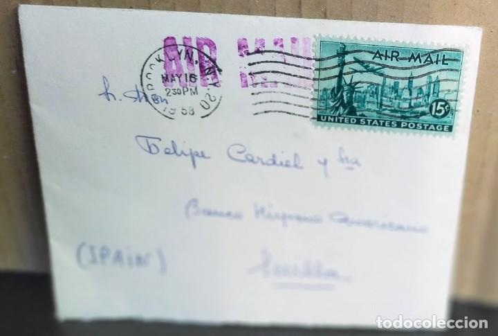 Selos: Sobre con sello y matasellos AIRMAIL NY 1958