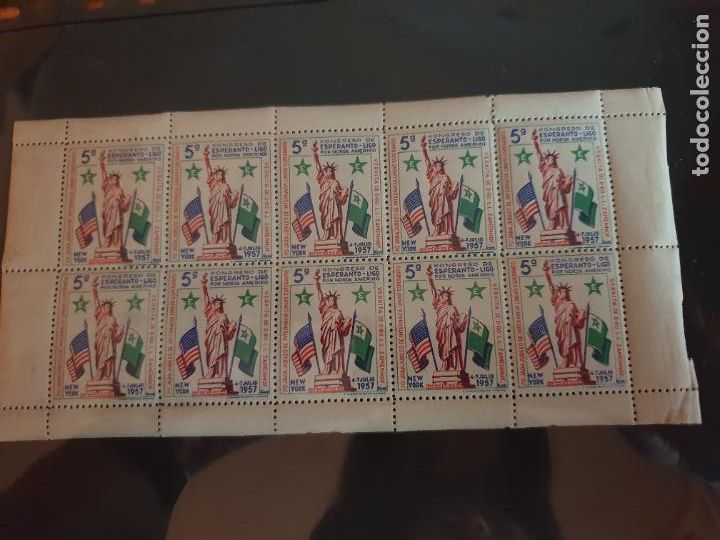 Timbres: ESPERANTO HOJA COMPLETA ESTATUA DE LA LIBERTAD A&Ntilde;O 1957