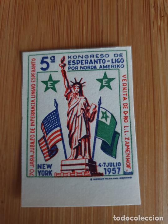 Selos: ESPERANTO,KONGRESO NEW YORK SIN DENTAR ESTATUA LIBERTAD A&Ntilde;O 1957