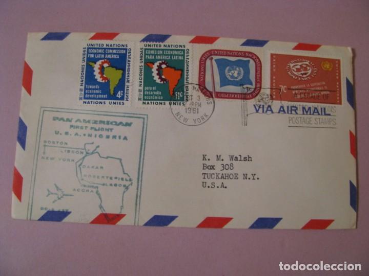 Stamps: NACIONES UNIDAS. 1961. CONMEMORATIVO DEL VUELO PAN AMERICAN U.S.A. - NIGERIA.