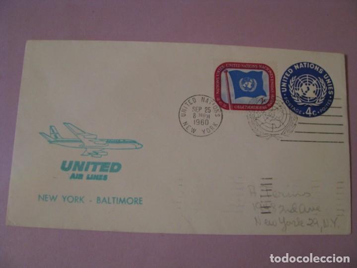 Stamps: NACIONES UNIDAS. 1960. CONMEMORATIVO DEL VUELO UNITED AIR LINES NEW YORK BALTIMORE.