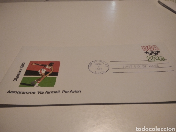 Stamps: Sobre primer d&iacute;a Estados Unidos Olimpiadas 1980
