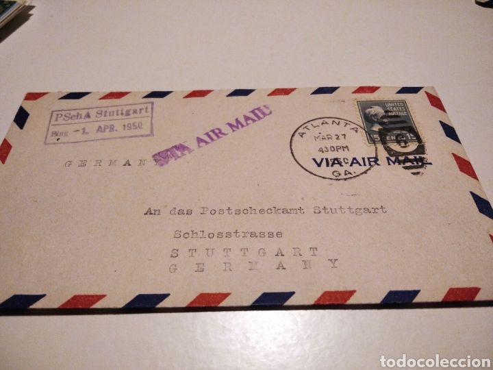 Briefmarken: Sobre con sellos USA via air mail