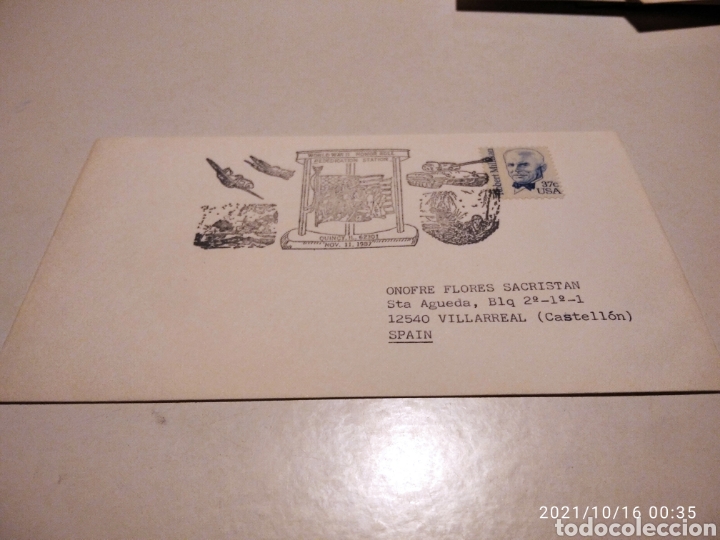 Briefmarken: Sobre circulado cu&ntilde;o militar aviones tanque