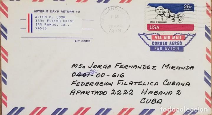 Stamps: J) 1973 UNITED STATES, SHIREN OF DEMOCRACY, AIRMAIL, CIRCULATED COVER, FROM CALIFORNIA TO CARIBE
