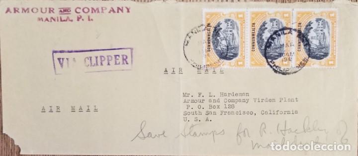 Selos: J) 1941 PHILIPPINES, COMMONWEALTH, MULTIPLE STAMPS, AIRMAIL, CIRCULATED COVER, FROM PHILIPPINES TO C