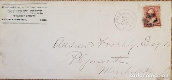 Sellos: J) 1887 UNITED STATES, WASHINGTON, AIRMAIL, CIRCULATED COVER, FROM OHIO TO MARYLAND