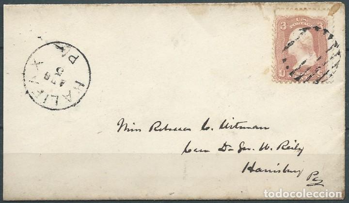 Timbres: ESTADOS UNIDOS 1861-62 NEW DESINGS P. 12 Washington 3c EN SOBRE USADO SC 64 YT 19 SG 62