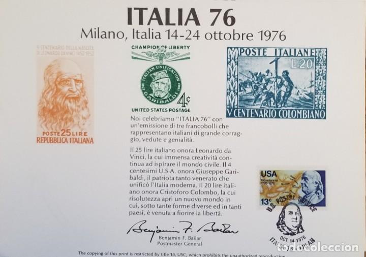 Selos: J) 1976 UNITED STATES, MILANO ITALIA, ORIGINAL ENGRAVING, XF