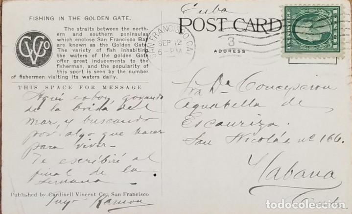 Selos: J) 1913 UNITED STATES, WASHINGTON, FISHING IN THE GOLDEN GATE, CIRCULATED COVER, FROM USA TO CARIBE