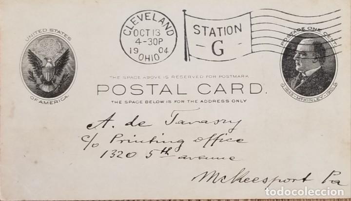 Stamps: J) 1904 UNITED STATES, CLEVELAND, POSTCARD, POSTAL STATIONARY, AIRMAIL, CIRCULATED COVER, FROM USA