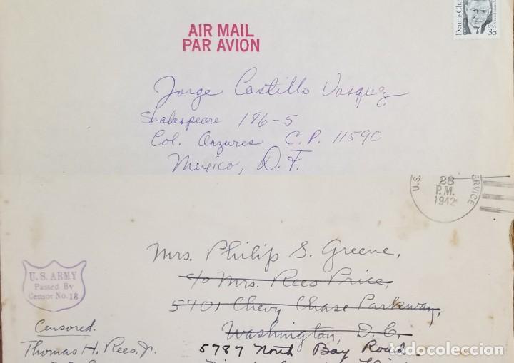 Stamps: J) 1942 UNITED STATES, DENIS, US ARMY, AIRMAIL, CIRCULATED COVER, FROM USA TO MEXICO