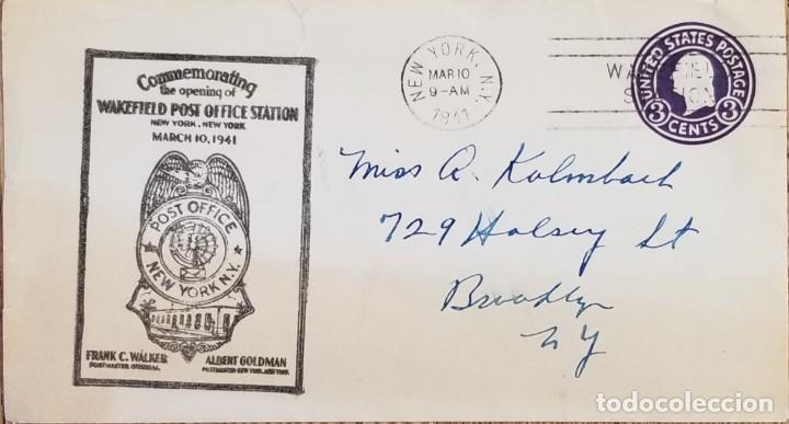 Stamps: J) 1941 UNITED STATES, WASHINGTON, POSTAL STATIONADY, CONMEMORATINF THE OPENING OF WAKEFIELD POST OF