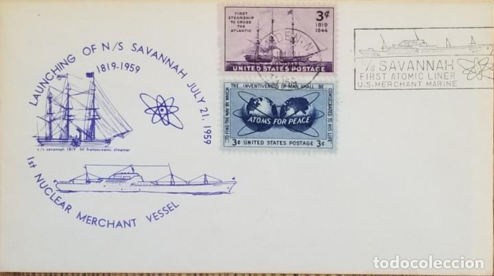 Selos: J) 1959 UNITED STATES, BOAT, ATOMS FOR PEACE, 1ST NUCLEAR MERCHANT VESSEL, LAUNCHING OF N/S SAVANNAH