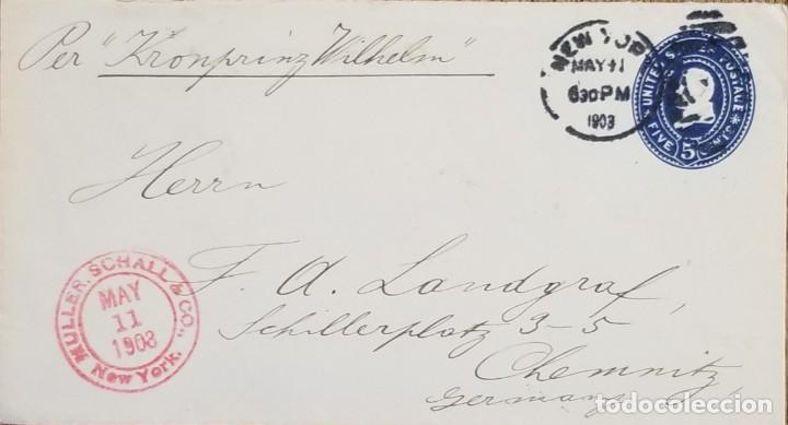Selos: J) 1903 UNITED STATES, WASHINGTON, POSTAL STATIONARY, AIRMAIL, CIRCULATED COVER, FROM USA TO GERMANY