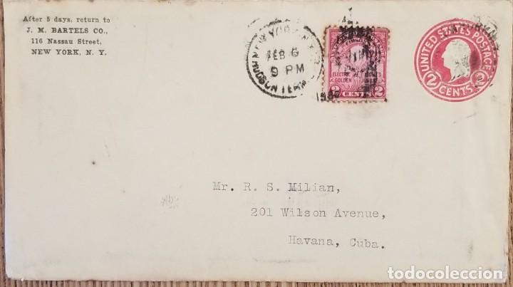Sellos: J) 1935 UNITED STATES, WASHINGTON, POSTAL STATIONARY, CIRCULATED COVER, FROM NEW YORK TO CARIBE