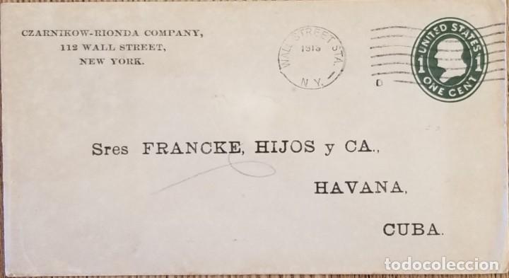 Sellos: J) 1919 UNITED STATES, WASHINGTON, POSTAL STATIONARY, CIRCULATED COVER, FROM NEW YORK TO CARIBE