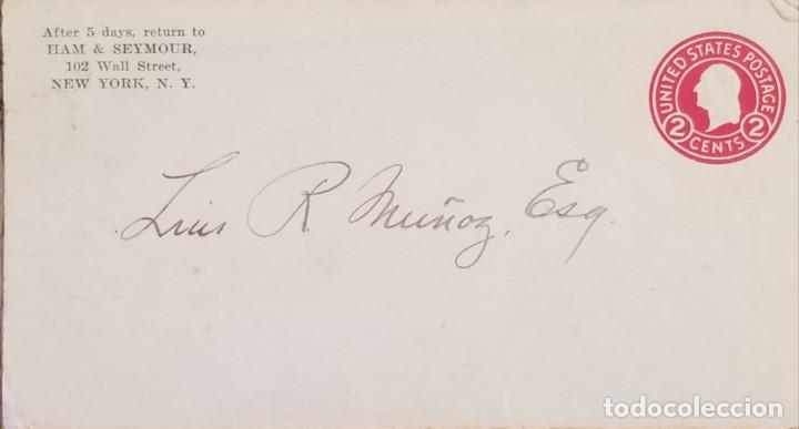 Sellos: J) 1912 UNITED STATES, WASHINGTON, POSTAL STATIONARY, CIRCULATED COVER, FROM NEW YORK