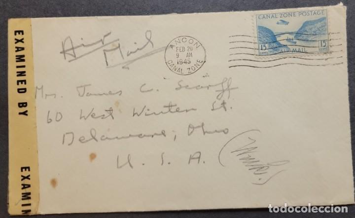 Francobolli: O) 1945 ZONA CANAL, CENSURA, CORTE GAILLARD, SCT C10 15c azul, CORREO AEREO CIRCULADO A US