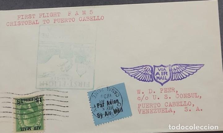 Selos: O) 1930 ZONA DEL CANAL, V&Iacute;A CORREO A&Eacute;REO, PRIMER VUELO FAM 5.&nbsp; &nbsp;MAJ GEN. WILLIAM CRAWFORD&nbsp; GORGAS,&nbsp;