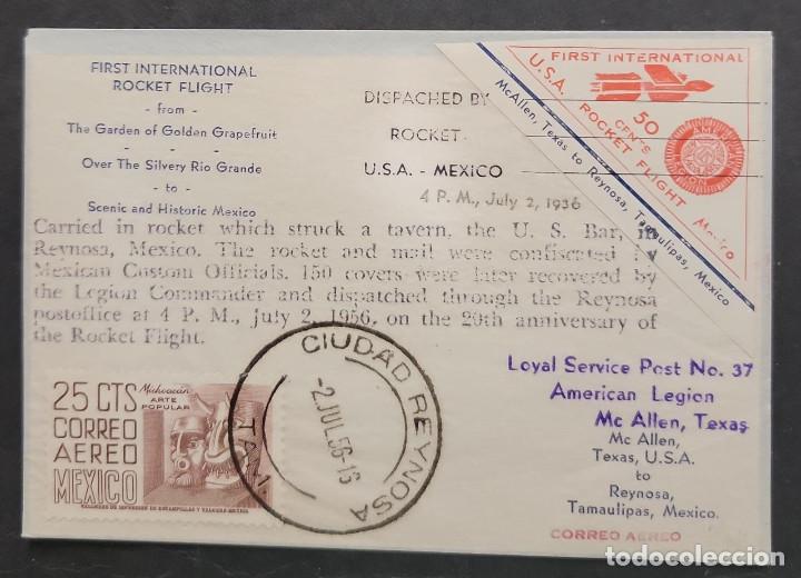 Briefmarken: SO) 1956, POSTAL ROCKET, MICHOACAN FOLK ART, USA- MEXICO, XF