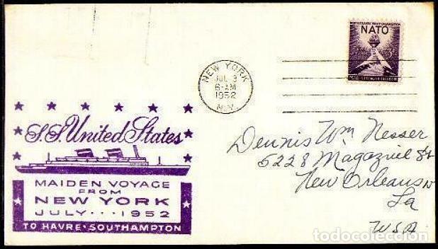 Sellos: USA 1952 VIAJE INAUGURAL TRANSATLANTICO UNITED STATES