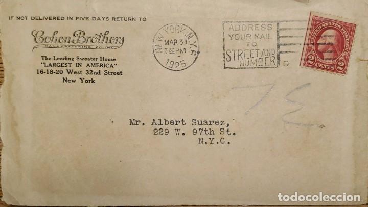 Timbres: J) 1925 UNITED STATES, WASHINGTON, WHIT SLOGAN CANCELLATION, AIRMAIL, CIRCULATED COVER, FROM NEW YOR