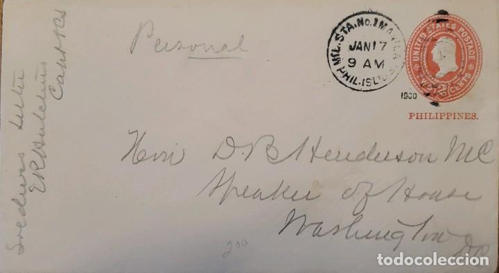 Timbres: J) 1900 UNITED STATES, WASHINGTON, US OCUPPATION IN PHILIPPINES, POSTAL STATIONARY, CIRCULATED COVER