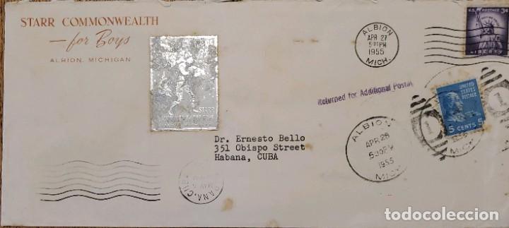 Stamps: J) 1955 UNITED STATES, WASHINTON, LIBERTY, MULTIPLE STAMPS, AIRMAIL, CIRCULATED COVER, FROM MICHIGAN