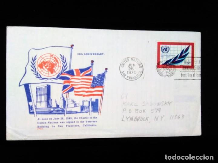 Stamps: M) 1970, FROM SAN FRANCISCO TO NEW YORK, WITH CANCELLATION SLOGAN, ANNIVERSARY OF THE UNITED NATIONS
