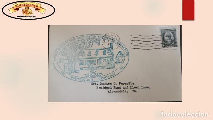 Selos: O) UNITED STATES - USA, WASHINGTON 7c, BICENTENNIAL COMMISIION, BIRTHPLACE, CIRCULATED TO ALEXANDRIA