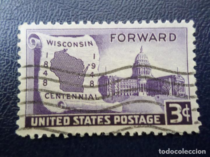 Sellos: -estados unidos, 1948, centernario del estado de wisconsin, Yvert 507