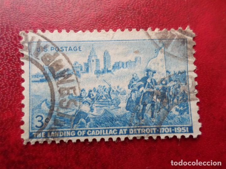 Sellos: -estados unidos, 1951, 250 aniv. desembarco de cadillac en detroit, Yvert 551