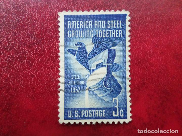 Timbres: -estados unidos, 1957, centenario de la industria siderurgica, Yvert 627