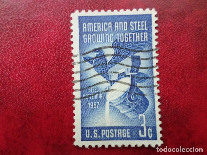 Timbres: -estados unidos, 1957, centenario de la industria siderurgica, Yvert 627