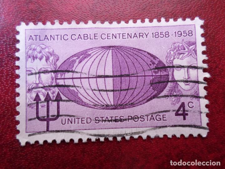 Timbres: -estados unidos, 1958, centenario del cable telegrafico con europa, Yvert 648