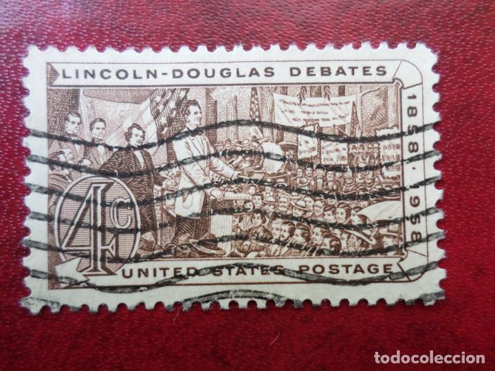 Timbres: -estados unidos, 1958, centenario debatres lincoln-douglas en illinois, Yvert 649