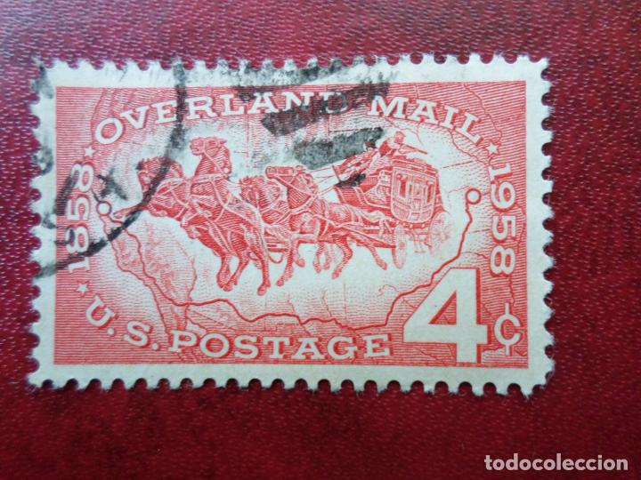 Timbres: -estados unidos, 1958, centenario correo terrestre transcontinental, Yvert 653