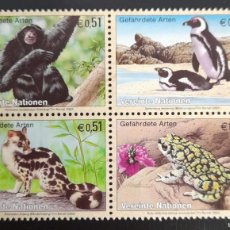 Sellos: SJ) 2002 UNITED NATIONS, ENDANGERED SPECIES, 4 MNH BLOCK. Lote 366661126