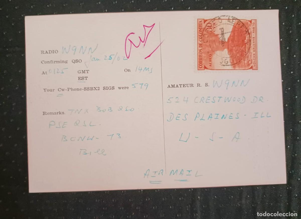 Francobolli: J) 1962 COLLOMBIA, VOLCANO GALERAS, POSTCARD, AIRMAIL, CIRCULATED COVER, FROM COLOMBIA TO USA
