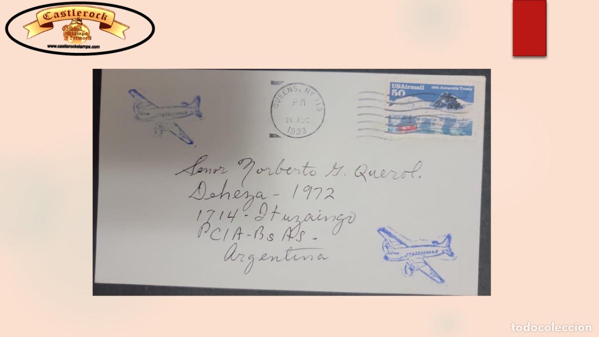 Briefmarken: O) 1993 UNITED STATES - USA, QUEENS, ANTARCTIC TREATY,&nbsp; CIRCULATED TO ARGENTINA