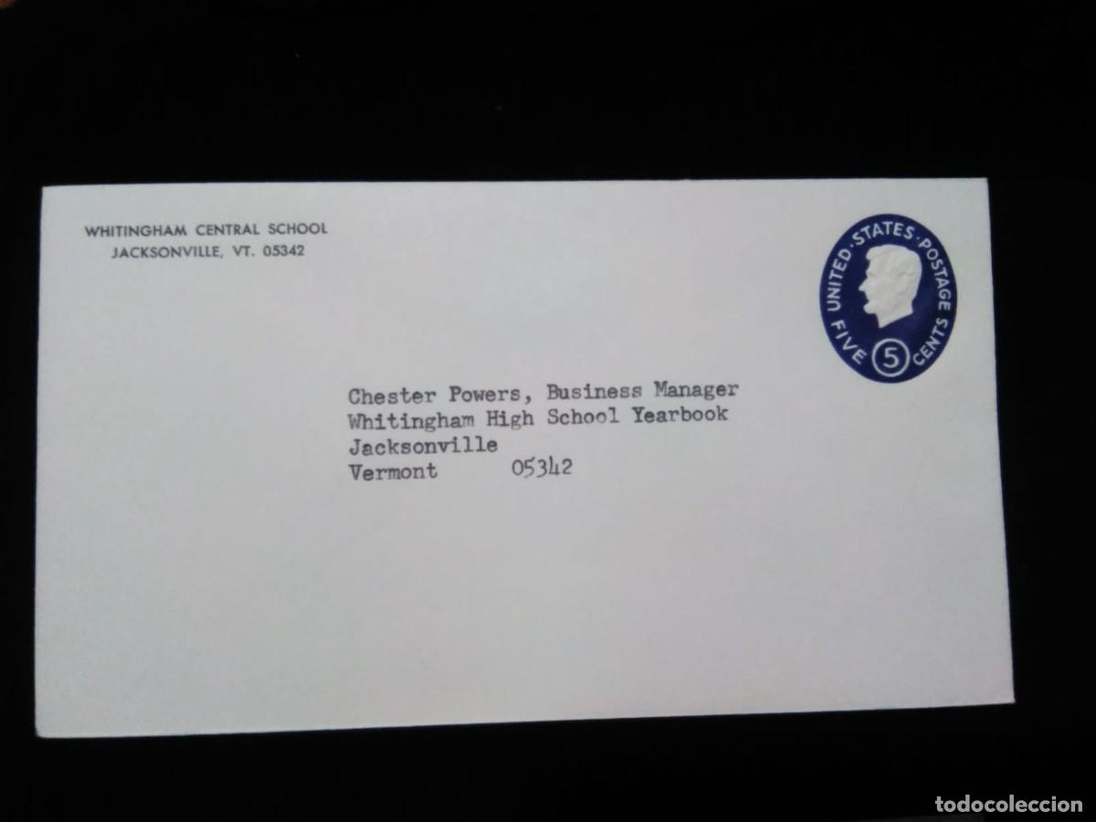 Sellos: J) 1890 UNITES DTATES, 5 CENTS BLUE, POSTAL STATIONARY, CIRCULATED COVER, FROM USA TO VERMONT