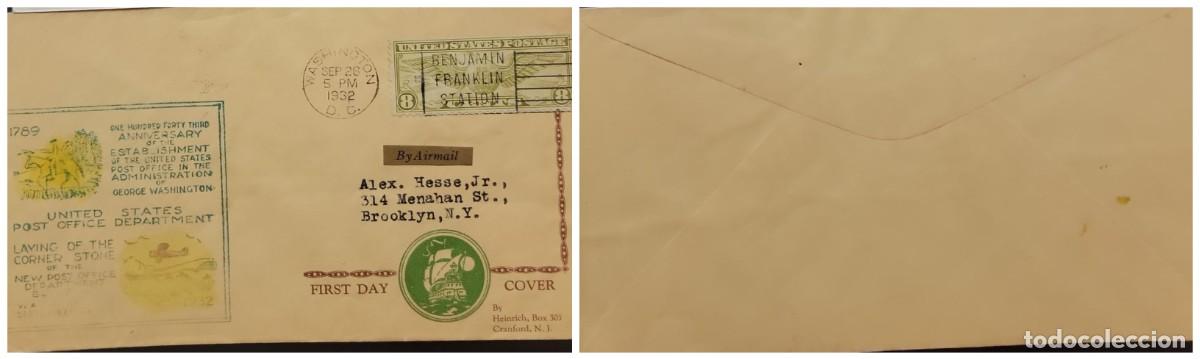 Sellos: O) 1932 UNITED STATES - USA, LAYING OF TE CORNER STONE OF THE NEW POST OFFICE DEPARTMENT, ESTABLISHM