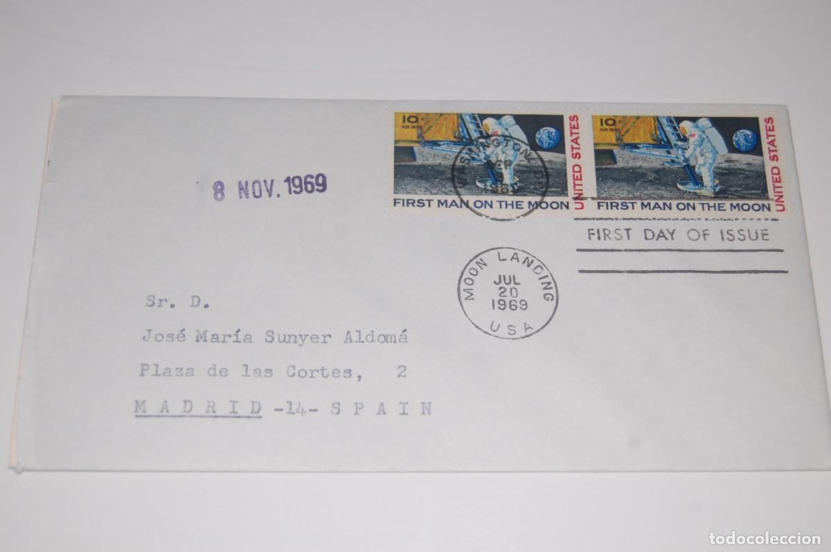 Sellos: SOBRE CIRCULADO 1&ordm; DIA &rdquo; FIRST MAN ON THE MOON&rdquo;- USA - VER FOTOS