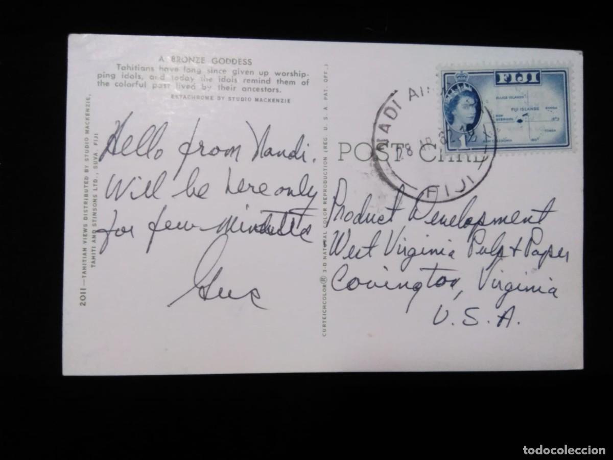 Sellos: J) 1932 FIJI, QUEEN ISABEL, POSTCARD, AIRMAIL, CIRCULATED COVER, FROM FIJI TO USA