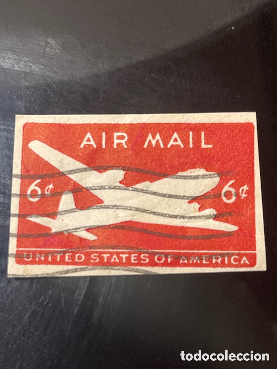 Francobolli: Sello vintage usa air mail relieve por detr&aacute;s