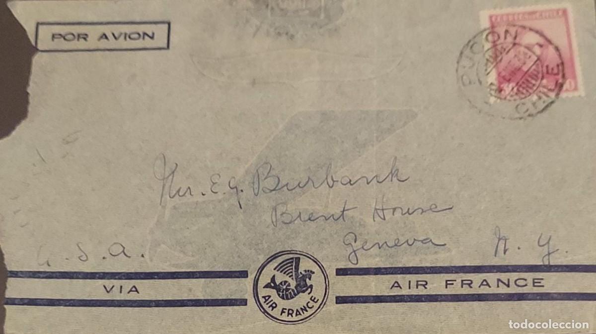 Sellos: J) 1938 CHILE, ILLYSTRATED PEOPLE, AIRMAIL, CIRCULATED COVER, FROM CHILE TO GENEVA