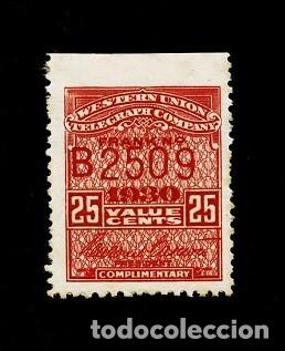 Briefmarken: CL7-6 EE.UU. WESTERN UNION TELEGRAPH COMPANY FRANK N&ordm; B 2509 A&ntilde;o 1930 Valor 25 cents