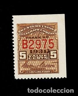 Briefmarken: CL7-6 EE.UU. WESTERN UNION TELEGRAPH COMPANY FRANK N&ordm; B 2975 A&ntilde;o 1931 Valor 5 cents
