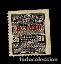 Briefmarken: CL7-6 EE.UU. WESTERN UNION TELEGRAPH COMPANY FRANK N&ordm; B1450 A&ntilde;o 1918 Valor 25 cents